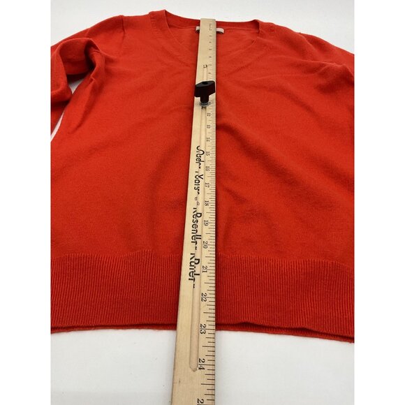 Banana Republic Womens V-Neck Sweater Extra Fine Merino Wool Blend Bitter Orange - Picture 2 of 7